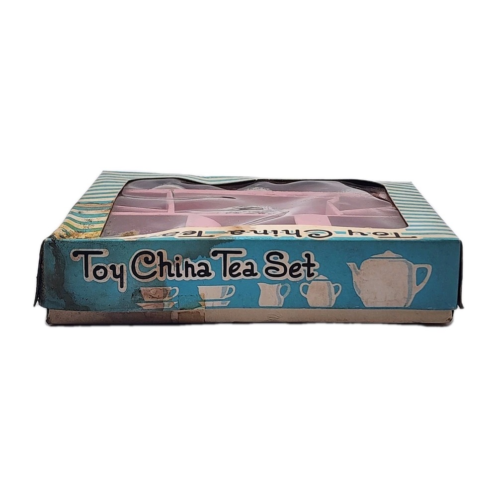 Vintage 1960s Childs‎ Mini China Tea Set Complete Girl w Dog Print Original Box - Picture 8 of 10